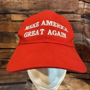 Make America Great Again Hat Cap Red Adjustable H & L Strap USA Flag Trump